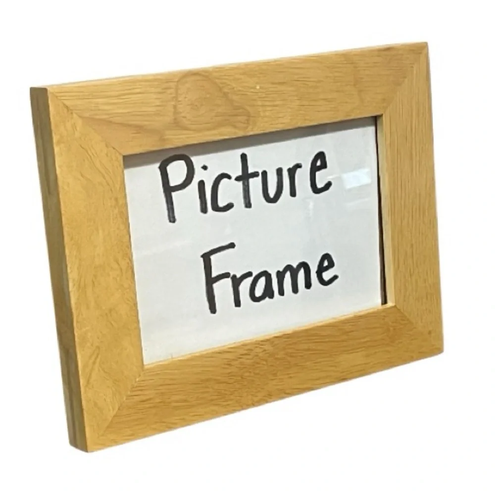 Square Light Maple Wood Picture Frame Photo Frame Beige Wooden with Black Stand